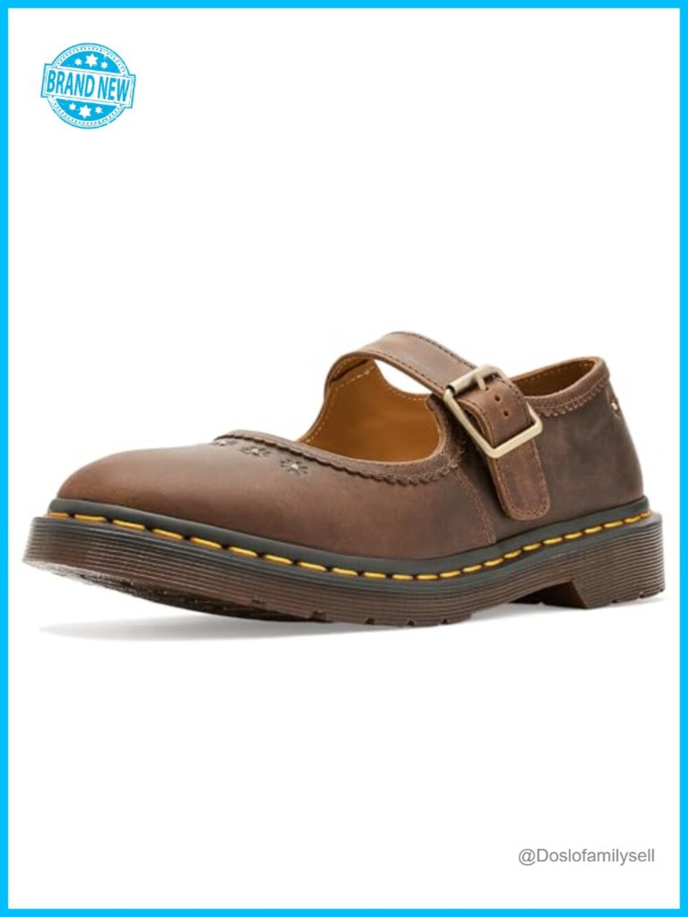 Dr. Martens Mary Jane Flats Leather Floral Scalloped Buckle Shoes